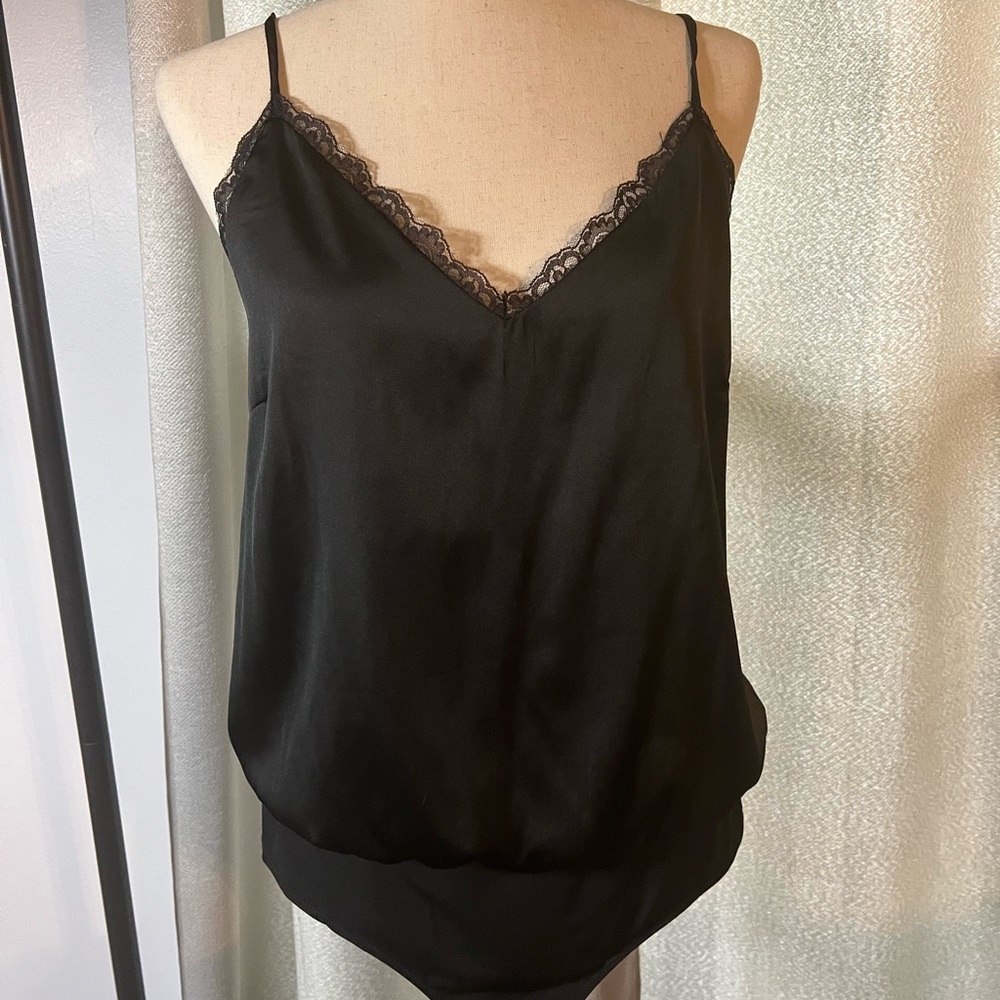 Black silky bodysuit